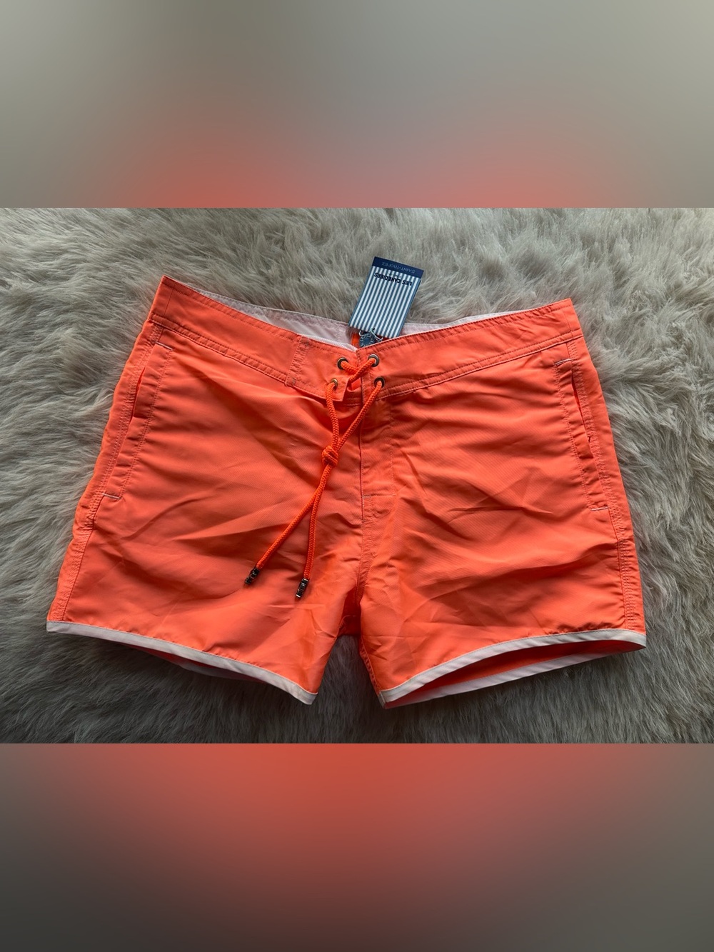Les canebiers Patch Men's court Orange Swim Board Shorts with Drawstring XL